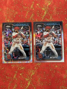 Victor Scott 2 Card 2024 Topps Chrome Rookie #250 Lot Refractor & RayWave - Picture 1 of 2