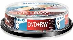 PHILIPS - 4x Speed DVD+RW Blank DVDs - Spindle 10 Pack - Picture 1 of 1