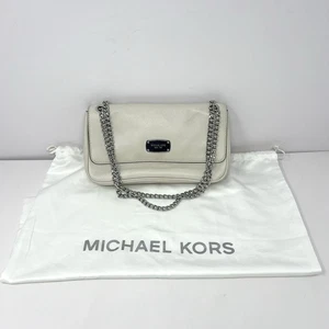 Michael Kors Damen Jet Set Small Shoulder Flap Bag Chain Strap Weiß Leder - Bild 1 von 9