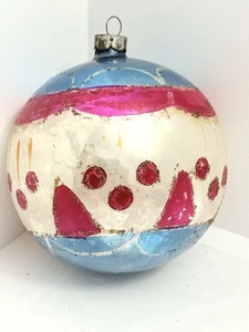 Vintage Jumbo Polen Fantasia 4" Glas Ornament Diamant Harlekin Merkur - Bild 1 von 8