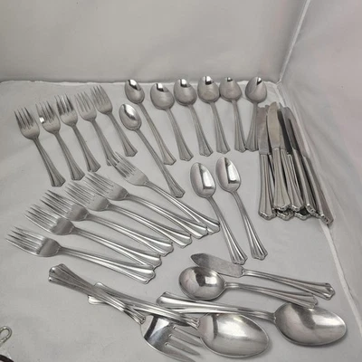 Vintage 90s Oneida Stainless Flatware Set Madie Madison Kimbra USA 33pc Utensils - Image 1 of 4