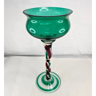 Tigela de pedestal Jozefina Krosno vidro soprado à mão bengala doce haste prato - Imagem 1 de 4