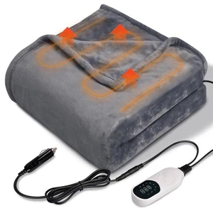 12V Heated Car Blanket Flannel Gentle Soft with 3 Time 9 Heating Settings Por... - Picture 1 of 7