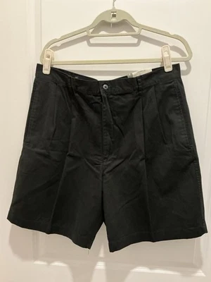 Pantalones Cortos Plisados Charter Club Charter Room 36 Para Hombre Negro Algodón Largo Más Largo Nuevos con Etiquetas Foto 1 de 4