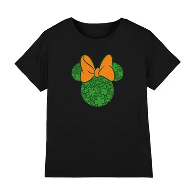 MINNIE MOUSE St Patrick's Day Kleeblatt Ohren - Kinder T-Shirt 3-13 Jahre - schwarz