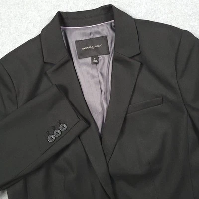 Blazer Banana Republic Mujer 6 Negro Elástico Traje Chaqueta Oficina Negocios Informal Foto 1 de 4