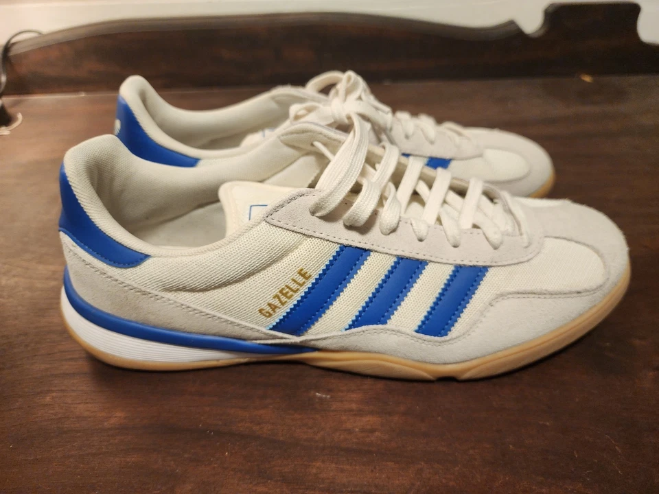 Adidas Gazelle Men's Sneakers - Cream and Blue - Image 1 of 4