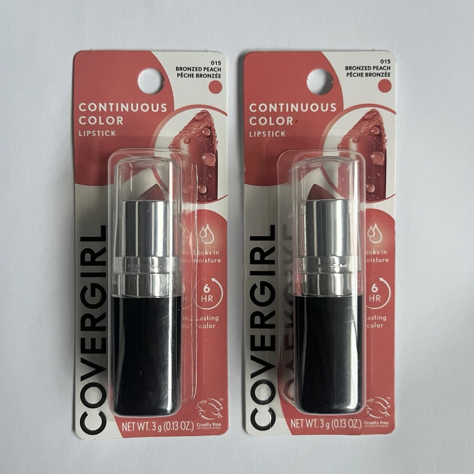 2 COVERGIRL Lipstick Continuous Color Bronzed Peach Shimmer 3g