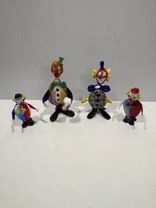 Four Murano Clown Figurines Hand Blown Vintage Art Glass - Picture 1 of 12