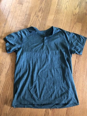 Lululemon Shirt Mens XL Green Henley Metal Vent Tech Short Sleeve Athletic Tee - Image 1 of 4