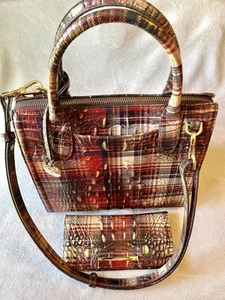 Brahmin Authentic Red Embossed Leather Purse With Wallet Lot Of 2 Pcs Great Cond - Picture 1 of 12