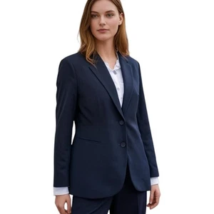 Banana Republic Blazer Women's size 10 Navy Blue Wool Single Breasted Two Button - Picture 1 of 16