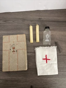 Vintage Glass 1/2 oz Holy Water Bottle And Extras - Picture 1 of 6