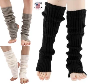Women Knit Ballet Yoga Socks Girls Toeless Training Dance Winter Leg Warmers USA - Picture 1 of 25