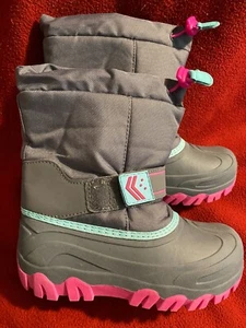 Target Thermolite Mädchen grau & rosa wasserdicht Winter Schneestiefel Größe 2 GUC - Bild 1 von 6