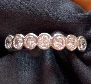 14K massiver Weißgold Moissanit Halb Ewigkeit Ehering 2,00 Karat - Bild 1 von 3