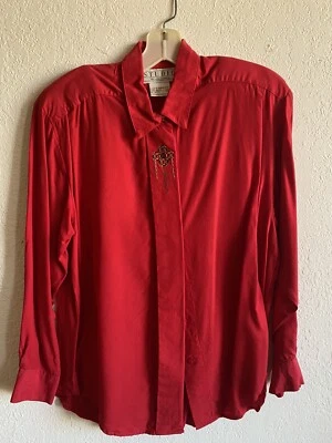 Blusa vintage de vacaciones para mujer de finales de los 80 Studio de Michael Stuart talla S Foto 1 de 4