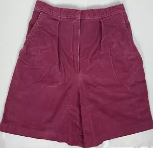 Vintage Corduory Trouser Shorts 25” Ultra High Waist Berry Pink Fuchsia Stretch - Picture 1 of 8