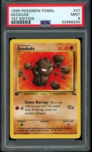 1999 Pokemon Fossil Unlimited 1st Edition Geodude #47 47/62 PSA 9 Fresh Grade! - Picture 1 of 2