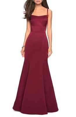 NEW LA FEMME Structured Jersey Trumpet GOWN SIZE 6 $348 BURGUNDY NORDSTROM - Image 1 of 2