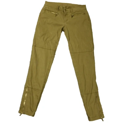 Pantalón Michael Kors Elástico Estilo Moto Bolsillos con Cremallera Cremalleras al Tobillo Pierna Ajustada Oliva 2 Foto 1 de 4