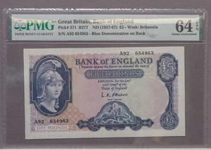ND (1957-67) Great Britain, Bank of England 5 Pounds Pick#371 PMG 64 Ch. UNC EPQ - Picture 1 of 2