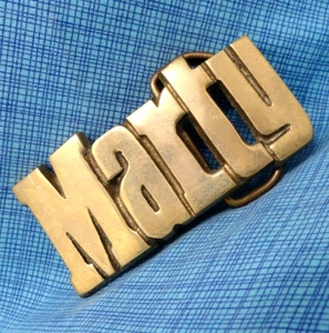 MARTY Belt Buckle Iconic 70s Cut Out Brass Name Vintage Aminco Taiwan .XTT832 - Picture 1 of 8