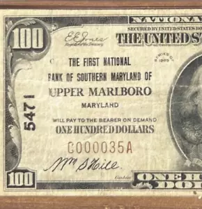 Upper Marlboro, Southern Maryland , 1st national BK, 1929 T-1 , $100, PMG VF-20 - Picture 1 of 4