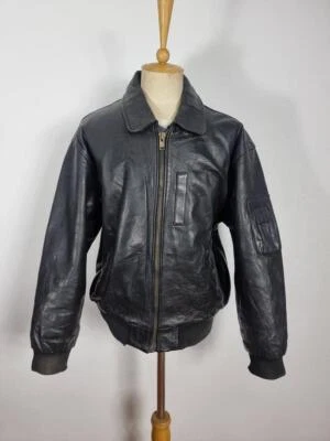 Chaqueta De Colección AVIREX B-15 Cuero Negro Piloto de Vuelo Talla XLarge Foto 1 de 4