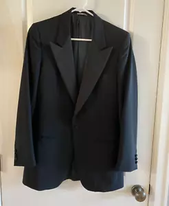 Ermenegildo Zegna Black 1 Button Peak Lapel Wool Mohair Tuxedo Jacket 36R Men's - Picture 1 of 20
