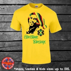Bob Marley Christmas T-shirt Mens Ladies Kids Reggae Jamaica - Picture 1 of 1