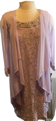 Conjunto de Vestido Chaqueta R&M Richards Encaje Lila Talla 8 Formal Madre Novia Noche Nuevo con Etiquetas Foto 1 de 4