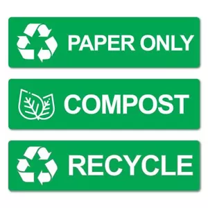 Paper & Compost Bin Recycle Eco Stickers Decal - Picture 1 of 1