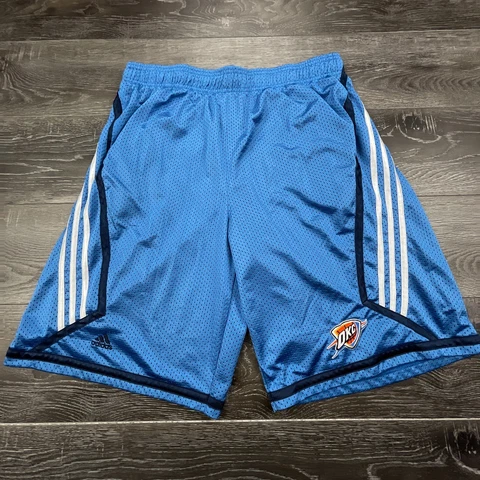 adidas Oklahoma City Thunder Shorts Adult XL Blue Mesh Authentic NBA Basketball Cover