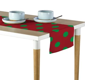 Green Dots on Red Table Runners - 12"x72" or 14"x108" - Picture 1 of 1