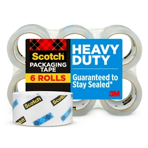 Scotch Heavy Duty Packaging Tape, 3" Core, Clear, 1.88" X 54.6 Yds, 6 Rolls - Picture 1 of 14