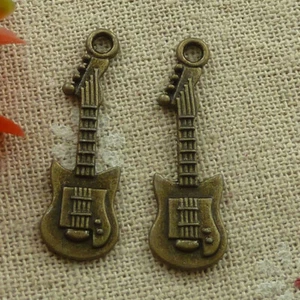 Free Ship 110 pcs Antique bronze guitar charms pendant 33x11mm L-3176 - Picture 1 of 4