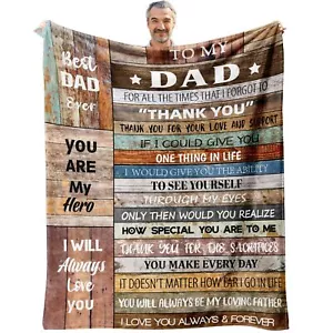 Dad Birthday Blanket Valentine’s Gift for Father from Son Daughter 50 x 60 - Picture 1 of 9