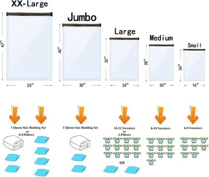 12 Pack Vacuum Storage Bags (3XJumbo 3XLarge 3XMedium 3XSmall) Space Saver - Picture 1 of 9
