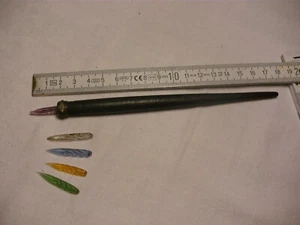 5 Glasfedern 1 Federhalter Füller Schreibfeder Gablonz Lauscha Tinte Tusche alt - Bild 1 von 9