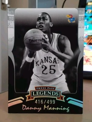2006-07 Press Pass Legends *Plata* 416/499 Danny Manning #B36 Kansas Jayhawks Foto 1 de 2