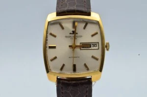 Jaeger Lecoultre Club Men's Watch 18K 750 Gold Vintage Automatic 34MM Day Date - Picture 1 of 9