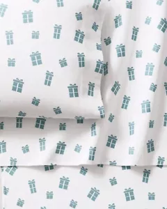 Garnet Hill holiday Christmas Winter village Present Twin SHEET SET Flannel $199 - Picture 1 of 18
