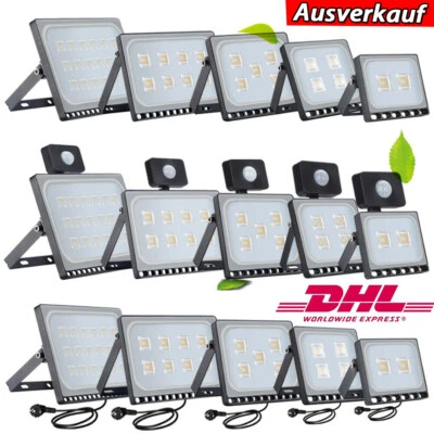 LED floodlight with motion detector plug 10-500W outdoor spotlight IP65 - Image 1 of 4