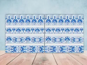 Azulejos de pared de cerámica griega - Juego de 2 azulejos de cerámica para salpicadero de cocina baño - Imagen 1 de 2