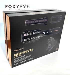 Foxybae Rose Gold Super Styler 4-in-1 Blow Dryer Brush Set 4 Ceramic Heads Black - Picture 1 of 13