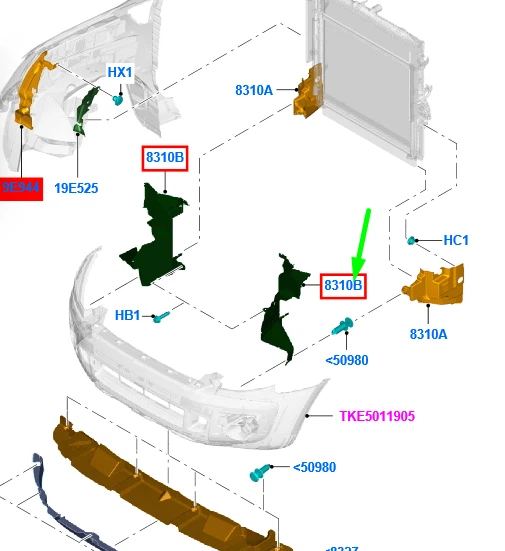 FORD RANGER T6 MK1 Front Left Air Deflector AB39-8311-CA 1842243 NEW GENUINE - Image 1 of 2