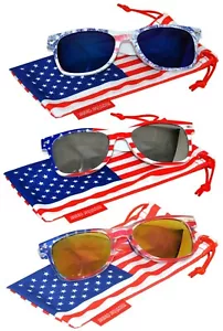 3 Paar Retro-Sonnenbrillen US-amerikanische Flagge patriotisch 4. Juli verspiegelte Gläser - Bild 1 von 1
