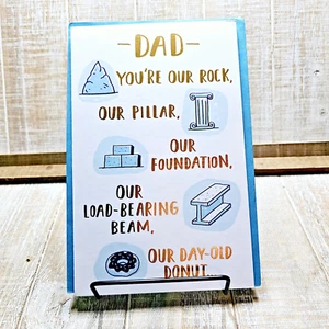 American Greetings Father's Day Card Dad Blue Gold Rock Donut Funny Humor - Picture 1 of 8