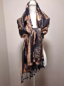 AmaWaterways Extra Large Scarf /Shawl With Fringe - Reversible - Picture 1 of 16